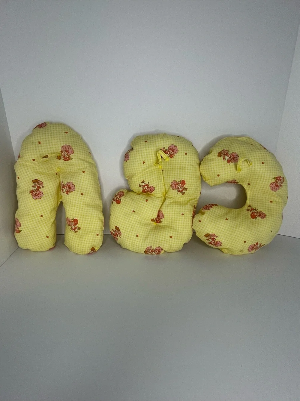 Vintage 80s Strawberry Shortcake ABC Alphabet Pillow Set Cut & Sew Wall Decor